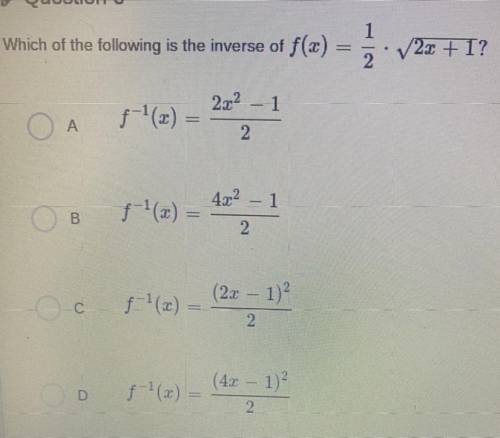 Which of the following is the inverse of f(x)