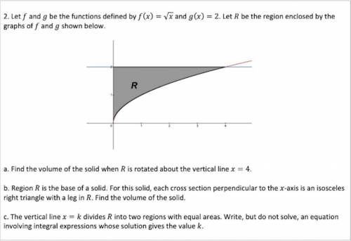Let f and g be functions defined by f(x) = sqrt x and g(x) = 2