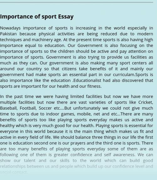 Imprtance of sports in students life essay​
