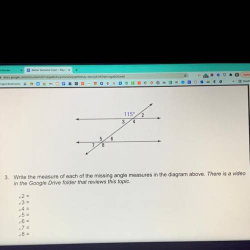 Write the measure of each of the missing angle measures in the diagram above.