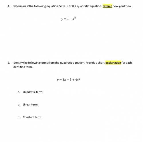 I need help answering question 1 and question 2