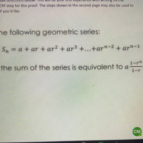 SERIOUS ANSWERS ONLY! PLEASE HELP ME ;^;

Consider the following geometric series: 
Sn = a + ar +