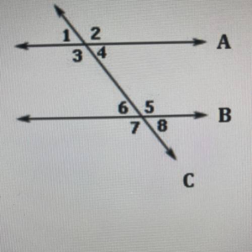 1) The lines A and B are parallel. Identify a pair of corresponding angles?

A) ∠ 1 and ∠ 6
B) ∠ 3