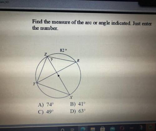 Find the measure of the arc or angle indicated. just enter the number.