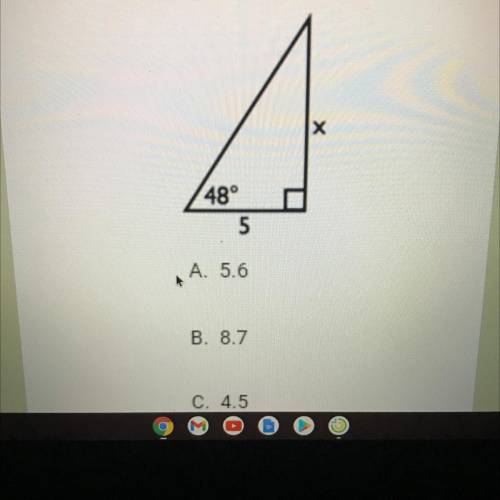 Find the measure of x to the nearest tenth.. please help