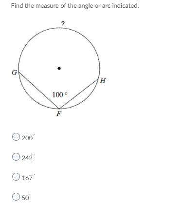 Find measure of angle or arc identified