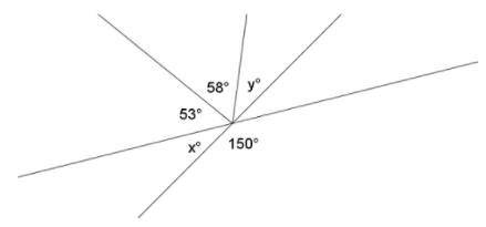 Two lines intersect at a point that is also a vertex of an angle. Write and solve equations to dete
