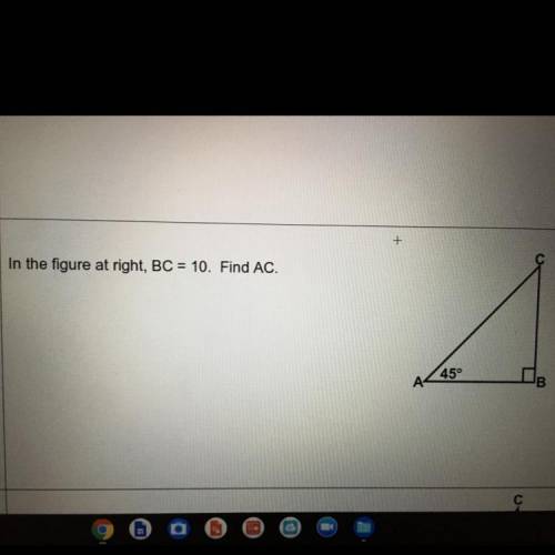 In the figure at right, BC = 10. Find AC.
