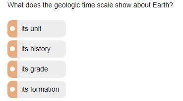 What does the geologic time scale show about Earth?

1. its unit
2. its history
3. its grade
4. it