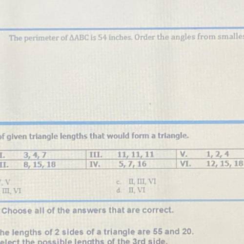 PLEASE HELP I’ll GIVE BRAINLEST! Which number would form a triangle