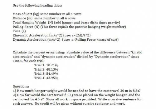 I am not sure how to do the last 2 questions. What is the formula for hanging weight?