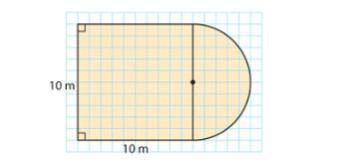 Landon used a half circle and a square to form the figure shown. Which is the best estimate of the