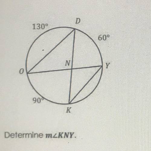 Consider the circle below
Determine m angle KNY