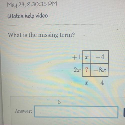 This question is asking what is the missing term can someone help please.
