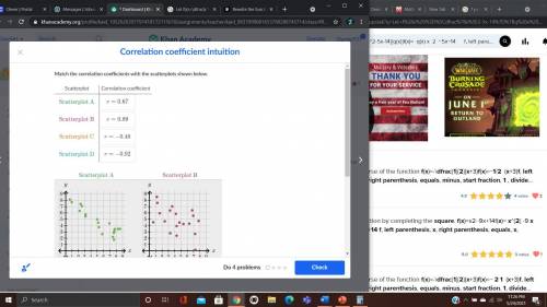 Match the correlation coefficients with the scatterplots shown bellow

Scatterplot A | r = 0.67
Sc