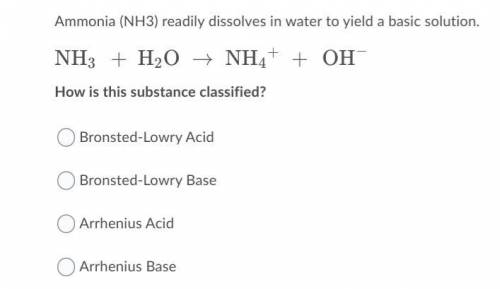 Ammonia (NH3) readily dissolves in water to yield a basic solution

how is this substance classifi