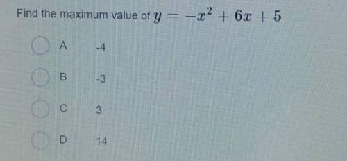 Find the maximum value of y = -x^2 + 6x + 5​