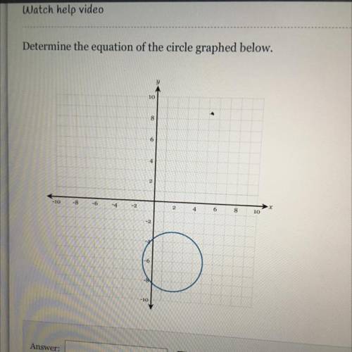 Determine the equation of the circle graphed below.

10
8
6
4
-10
-8
-6
7
2
10
-2
D
-10