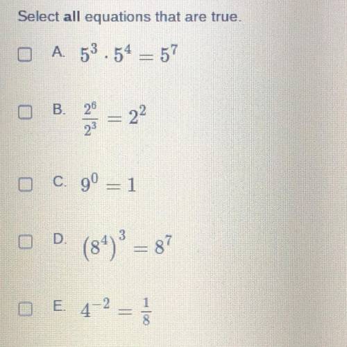 Select all equations that are true!