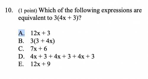 Please help me answer! :) 
(the question can have more than once answer if multiple are correct)