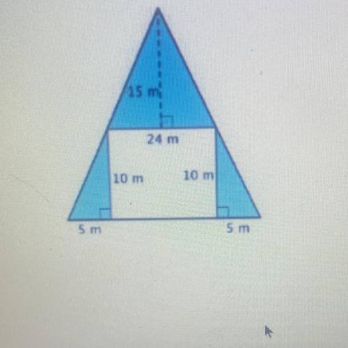 Determine the area of the shaded region.
15 m
24 m
10 m
10 m
5 m
5 m