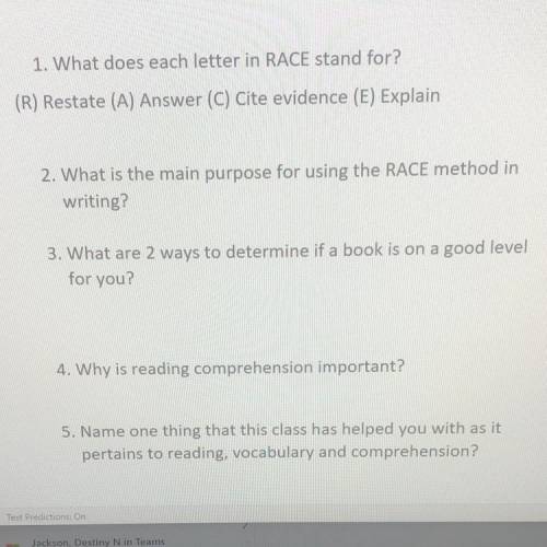 Can I get some help with 5 questions