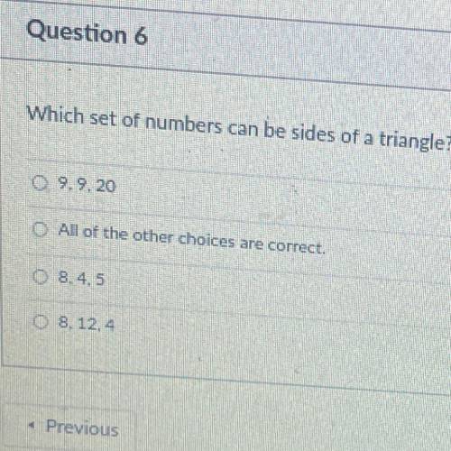Which set of number can be sided of a triangle