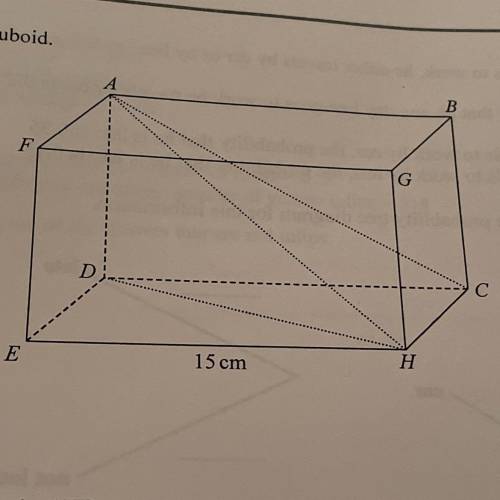 12ABCDEFGH is a cuboid

Angle EDH = 64°
Angle ACD = 28°
EH= 15 cm
Work out the size of angle AHD.