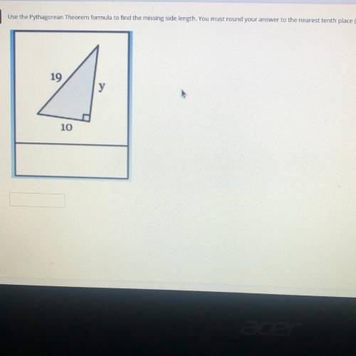 Use the Pythagorean Theorem formula to find the missing side length. You must round your answer to