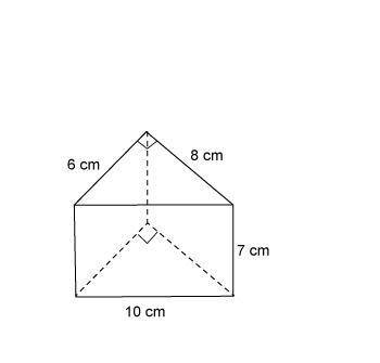 The side lengths of the base of this right triangular prism are 6 cm, 8 cm, and 10 cm. The height o
