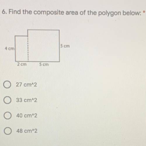 Find the composite area of the polygon below: