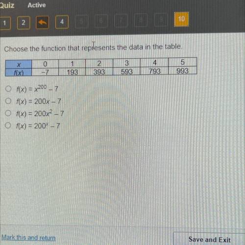 Choose the function that represents the data in the table. PLEASE HURRY
