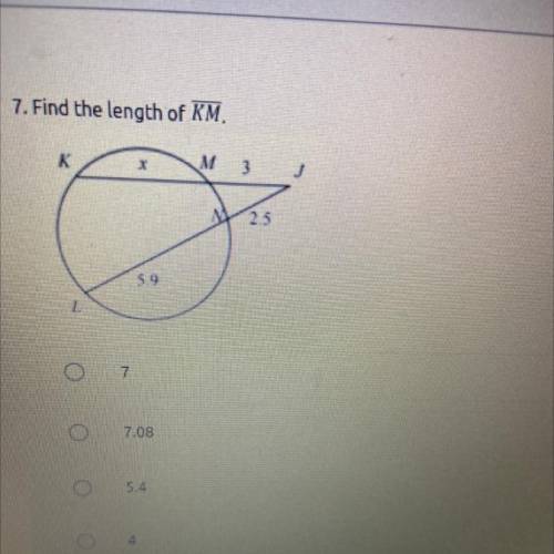 7. Find the length of KM.
A
N 3
