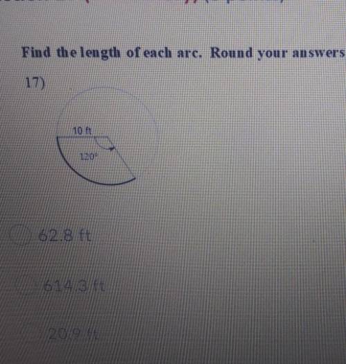 Find the length of each arc the last answer choice is 170.2​