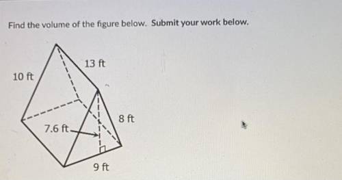 FIND THE VOLUME OF THE FIGURE BELOW PLEASE HELP ASAP AND SHOW WORK