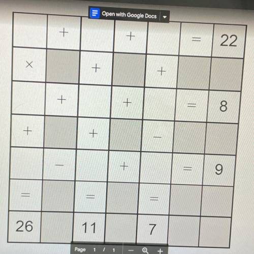 Please help math cross puzzle ! Instructions: Complete the puzzle by entering numbers one through n