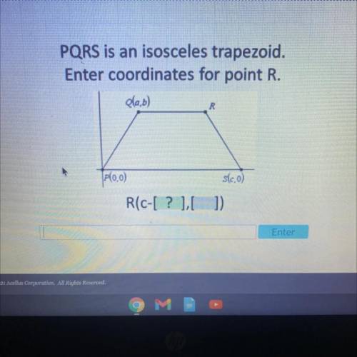 PQRS is an isoceles trapezoid. Enter coordinates for point R.
