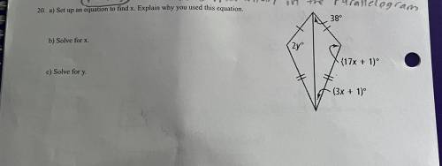 Set up an equation to find x, Explain why you used this equation