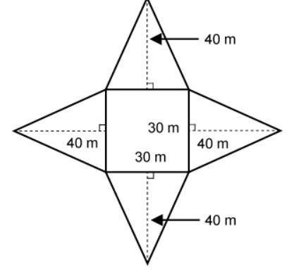 Please help soon!

What is the surface area of the square pyramid?
NO LINKS! IF YOU ANSWER WITH A