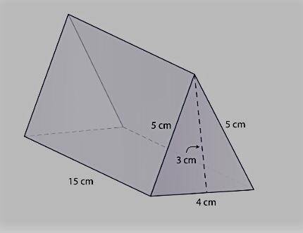 What is the surface area of the triangular prism?

A. 175cm^2
B. 196cm^2
C. 216cm^2
D. 222cm^2