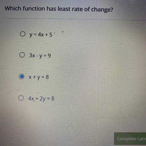 Which function has the least rate of change?