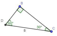 1) complete the special right triangle
what is length of BD
what is length of BC