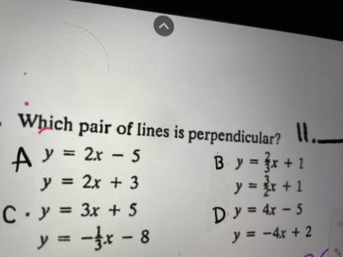 Hello which pair of lines Is perpendicular