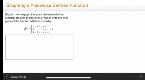 Explain how to graph the given piecewise function