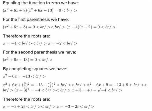 Which of the following is the complete list of roots for the polynomial function Rx)= (x2+bx+3)(x2 +