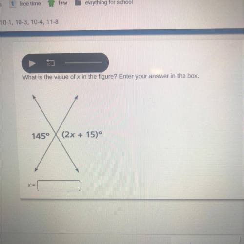 What is the value of x in the figure? Enter your answer in the box.
145º
(2x + 15)