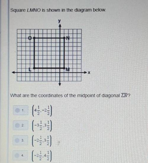 PLEASE NO WRONG ANSWERWhat are the coordinates of the midpoint of diagonal LN?​