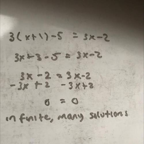Can you solve 3(x+1)-5 = 3x-2 for me ?