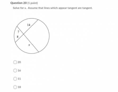 Solve for x. Assume that lines which appear tangent are tangent.