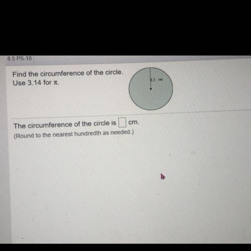 Find the circumference of the circle 8.5cm